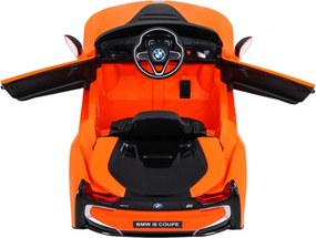 Ramiz BMW I8 Lift Battery Car Oranžová + diaľkové ovládanie + pomalý štart + 3-Pkt pásy + MP3 USB + LED