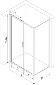 Mexen Exo, sprchovací kút s posuvnými dverami 100 x 100 cm, 6mm číre sklo, chrómový profil, 8151-100-100-01-00