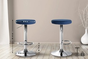 Barová stolička Ponte - zamat, chróm rám - Modrá