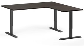 Výškovo nastaviteľný stôl, 160x160 cm, 3 motory, L/P, čierna podnož, wenge