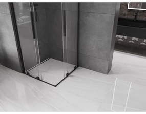 Mexen Velar L Duo, sprchový kút s posuvnými dverami 90 x 90 cm, 8mm číre sklo, čierna matná, 871-090-090-02-03-70