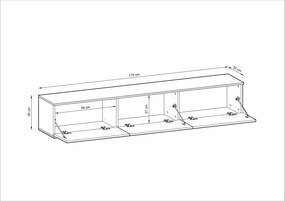 Závěsný televizní stolek Oro MDF 175 cm  šedý/zlatý
