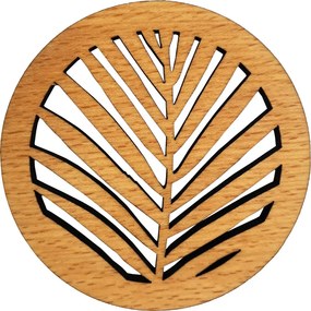 AMADEA Drevený podtácok okrúhly list, masívne drevo, priemer 10,5 cm