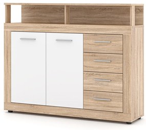 Komoda Luna 119 cm dub sonoma/bílá