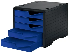 Triediaci box, 5 zásuviek, čierna / modrá