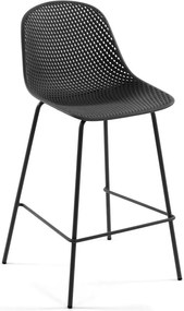 Antracitová kovová/plastová záhradná barová stolička Quinby – Kave Home