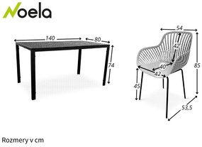 Noela Záhradný jedálenský set Viking L + 4x kreslo GABY sivá