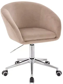LuxuryForm DESIGN Stolička VENICE VELUR na striebornej podstave s kolieskami - latte
