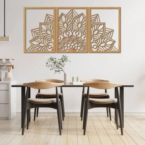 3-dielna mandala kvetov – moderná drevená nástenná dekorácia do obývačky | SENTOP HDF0583