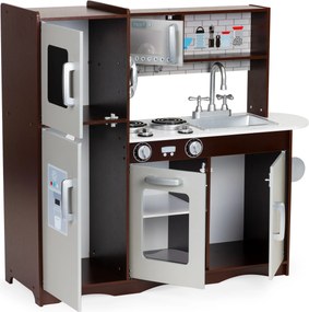 Detská drevená kuchynka ECOTOYS veľká s chladničkou, rúrou, mikrovlnkou (3+)