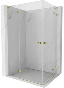 Mexen Lunar, L Duo výklopný sprchový kút 115 x 110 cm, 8mm číre sklo, zlatý profil, 834L-115L-110P-50-00