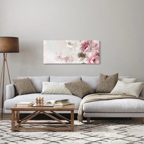 Obraz - Maľba ružových kvetov (120x50 cm)