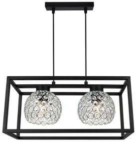 Závesné svietidlo Crystal Cage, 2x strieborné krištáľové tienidlo v kovovom ráme