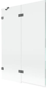 Mexen Lunar, 2-krídlová vaňová zástena ľavá 120 x 150 cm, číre sklo, grafitová, 897-120-100-95-00-L