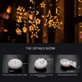 ACA Lighting LED Vianočné santa do okna, teplá biela farba, IP20, 3xAAA, prísavka