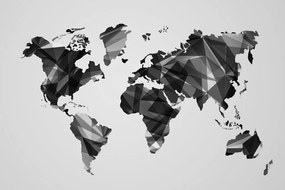 Obraz mapa sveta v dizajne vektorovej grafiky v čiernobielom prevedení - 120x80