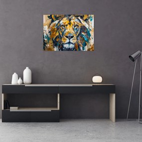 Obraz - Abstraktná olejomaľba s levom (70x50 cm)