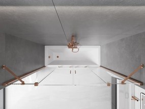 Mexen Velar Duo, 2-krídlová posuvná vaňová zástena 170 x 150 cm, 8mm číre sklo, medený matný profil, 896-170-000-02-65