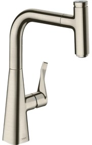 HANSGROHE Metris Select M71 páková drezová batéria s vyťažiteľným výtokom, 1jet, sBox, výška výtoku 238 mm, vzhľad nerezovej ocele, 73802800