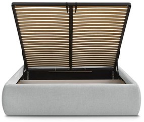 Svetlosivá čalúnená dvojlôžková posteľ s úložným priestorom/bez čela s roštom 180x200 cm Inera – Bobochic Paris