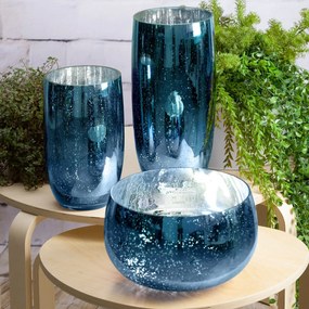 SKLENENÁ VÁZA MOLLY (FI) 16X28 CM MODRÁ