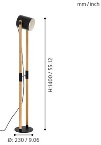 Eglo 43521 - Stojacia lampa HORNWOOD 1xE27/28W/230V