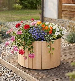 AMADEA Drevený dizajnový obal s plastovou nádobou vo vnútri, 64x64x35 cm