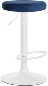Barová stolička Ponte - zamat, biely rám - Modrá