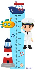 PIPPER. Textilná nálepka na stenu "Detský meter - Námorník"