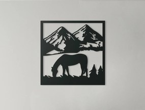 drevko 3D obraz na stenu Pasúci sa kôň