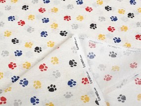 Biante Detský dekoračný záves Leona LN-012 Farebné labky na krémovom 130x140 cm