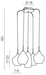 Azzardo AZ3172 - Luster na lanku MILANO 5xG9/40W/230V
