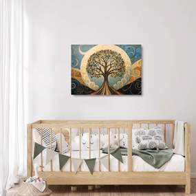 Sklenený obraz – Strom života a špirály (70x50 cm)