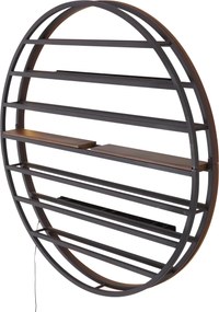 Moderná nástenná lampa čierna s okrúhlym drevom vrátane LED - Wine Rack