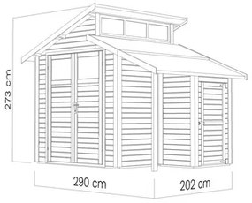 Drevený záhradný domček Konsta Studio Set 2 svetlosivý 290x202 cm