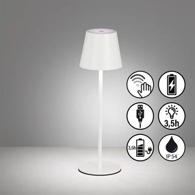 Biela LED stolová lampa s kovovým tienidlom (výška 36,5 cm) Viletto – Fischer &amp; Honsel