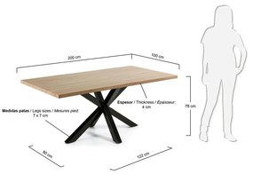 Jedálenský stôl v dekore dubového dreva Kave Home, 200 x 100 cm