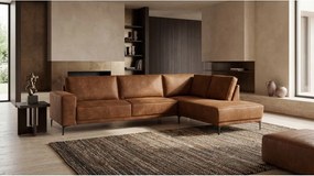 Koňakovohnedá rohová pohovka z imitácie kože (pravý roh) Copenhagen – Scandic