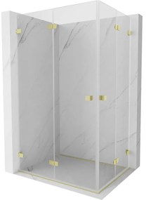 Mexen Lunar-F Duo, skladací sprchový kút 85 x 75 cm, 8mm číre sklo, zlatý matný profil, 836-085L-075P-55-00