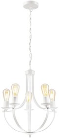 Luster na reťazi GINA 5xE27/60W/230V biela