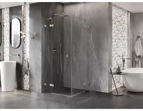 Mexen Lunar Duo, výklopný sprchový kút 75 x 75 cm, 8mm číre sklo, oceľový profil, 834-075L-075P-97-00