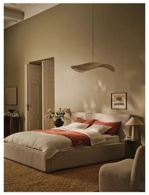 Krémovobiela čalúnená dvojlôžková posteľ s úložným priestorom s roštom 160x200 cm Simon Olivia – Micadoni