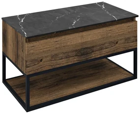 Sapho Sapho, SKARA umývadlová skrinka 90x50x45cm, čierna mat/dub collingwood, CG006-1919