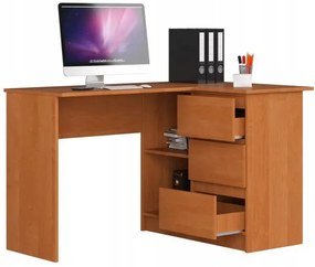 Rohový písací stôl pravý 124 x 85 x 77 cm AKORD CLP - jelša