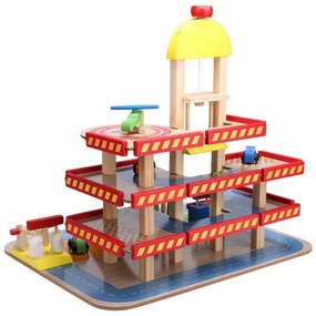 Drevená garáž, veľké parkovisko s výťahom + autíčka, Ecotoys