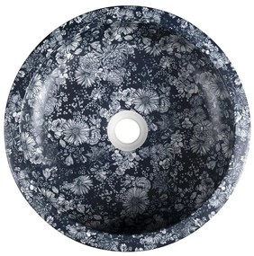 Sapho Sapho, PRIORI keramické umývadlo na dosku Ø 41 cm, modrá se vzorom, PI038