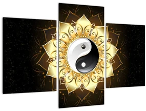 Obraz - Zlatý Yin-Yang (90x60 cm)