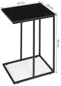 ModernHome Konferenčný stolík na notebook v tvare C, mramorová čierna ModernHome