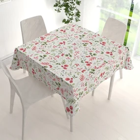 Biante Dekoračný štvorcový obrus Leona LN-138 Červené a zelené lístky 90x90 cm