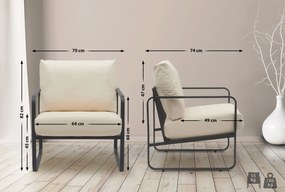 Design-Shop Kreslo Manea - koženka / kov - Krémová